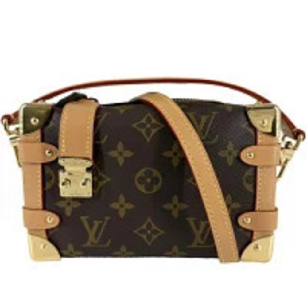 Louis Vuitton Monogram Side Trunk Canvas 2Way Crossbody Bag Brown